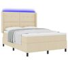 vidaXL LED Boxspringbett mit Matratze Creme 140 x 200 cm Stoff