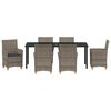 vidaXL Garten Essgruppe 7 pcs Grau Poly-Rattan