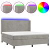 vidaXL Boxspringbett mit Matratze & LED Hellgrau 180x200 cm Samt