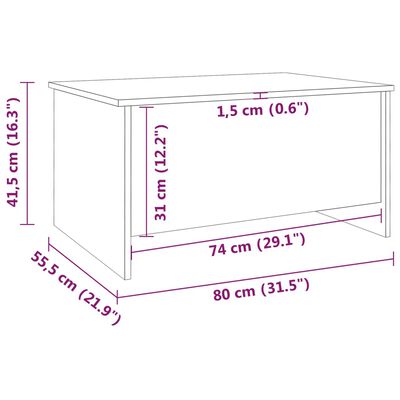 vidaXL Couchtisch Hochglanz-Weiß 80x55,5x41,5 cm Holzwerkstoff