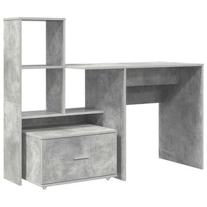 vidaXL Schreibtisch Beton Grau Holzwerkstoff 131,5 x 50 x 106,5 cm