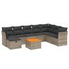 vidaXL 9-tlg. Garten-Sofagarnitur mit Kissen Grau Poly Rattan