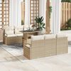 vidaXL Gartensofa-set mit Kissen mit Speicher 7 pcs Beige Poly Rattan