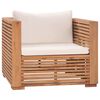 vidaXL 5-tlg. Garten-Lounge-Set mit Creme Kissen Massivholz Teak