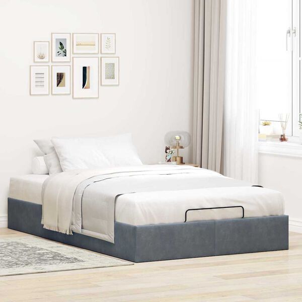 vidaXL Ottoman-Bett ohne Matratze Dunkelgrau 120x200 cm Samt