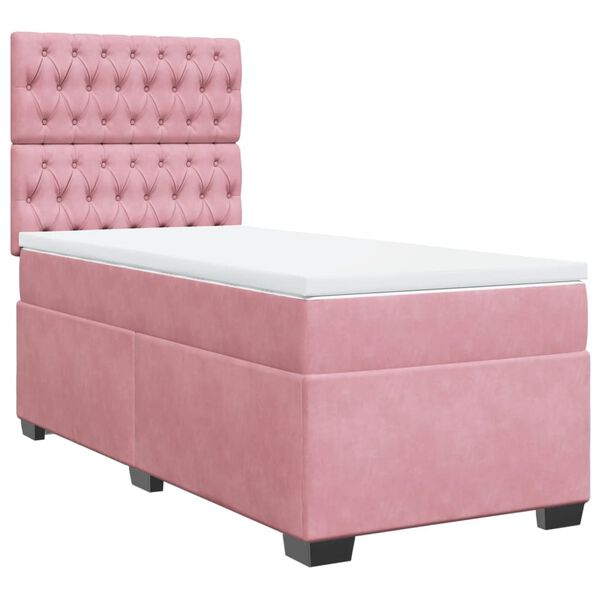 vidaXL Boxspringbett mit Matratze Rosa 80x200 cm Samt