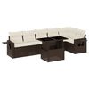 vidaXL 7-tlg. Garten-Sofagarnitur mit Kissen Braun Poly Rattan