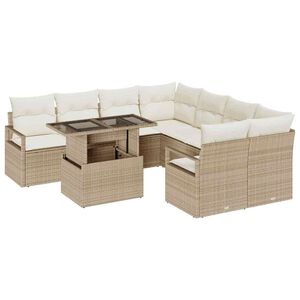 vidaXL Gartensofa-set 9 stk. Beige Poly Rattan