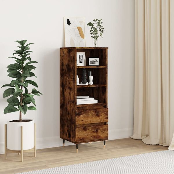 vidaXL Highboard Räuchereiche 40x36x110 cm Holzwerkstoff