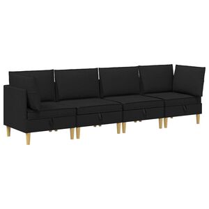 vidaXL Modular Sofa Set mit Stauraum 4 stk. Schwarz Stoff