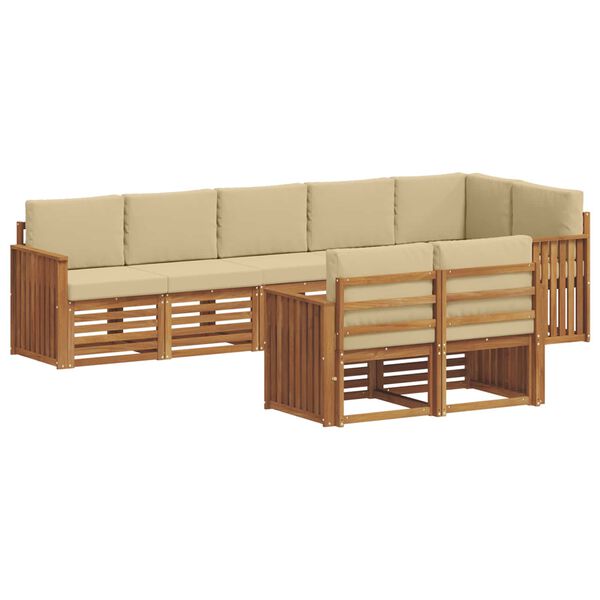 vidaXL Sofagarnituren 8 pcs Natur und Beige Massivholz Akazie