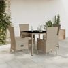 vidaXL 7-tlg. Garten-Essgruppe mit Kissen Beige Poly Rattan