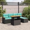 vidaXL 6-tlg. Garten-Sofagarnitur mit Kissen Schwarz Poly Rattan