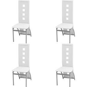 vidaXL Esszimmerst&uuml;hle 4 Stk. Wei&szlig; Kunstleder