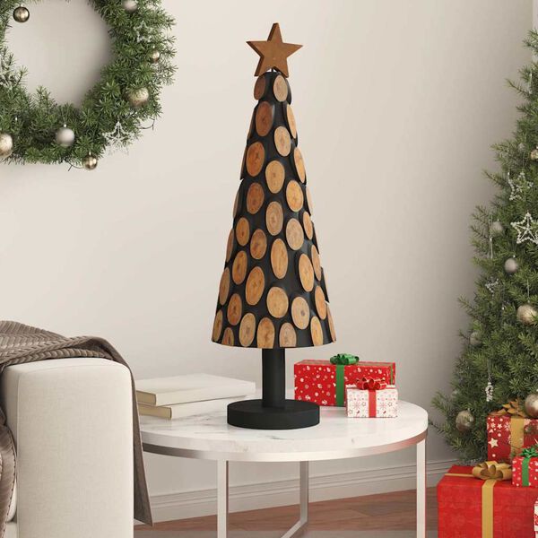 vidaXL Weihnachtsbaum mit Ständer Braun 90 cm Massivholz Teak