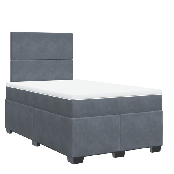 vidaXL Boxspringbett mit Matratze Dunkelgrau 120x190 cm Samt