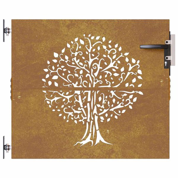 vidaXL Gartentor 85x75 cm Cortenstahl Baum-Design