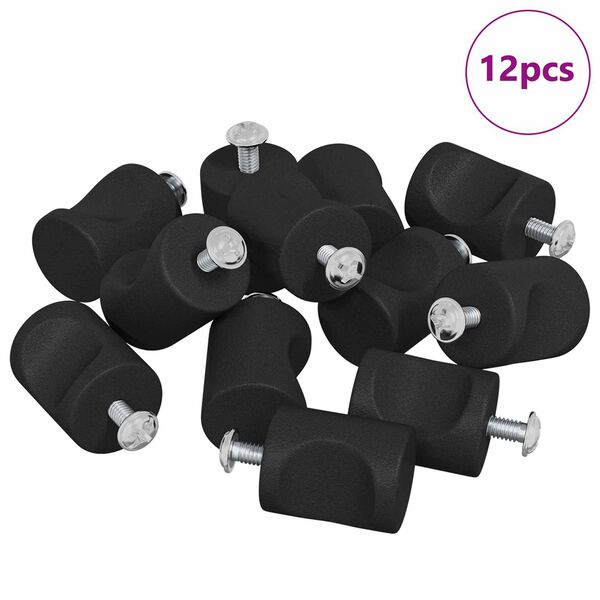 vidaXL Schrankkn&ouml;pfe 12 pcs Schwarz M4 x 12 mm Eisen