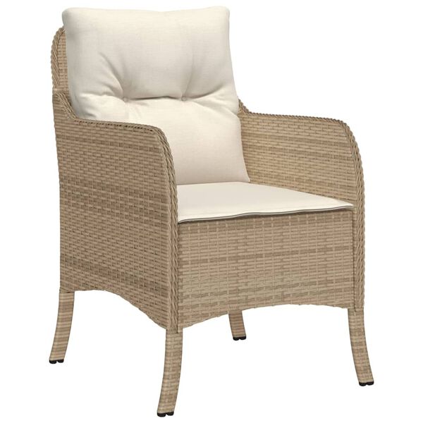 vidaXL 3-tlg. Garten-Essgruppe mit Kissen Beige Poly Rattan