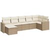vidaXL 7-tlg. Garten-Sofagarnitur mit Kissen Beige Poly Rattan