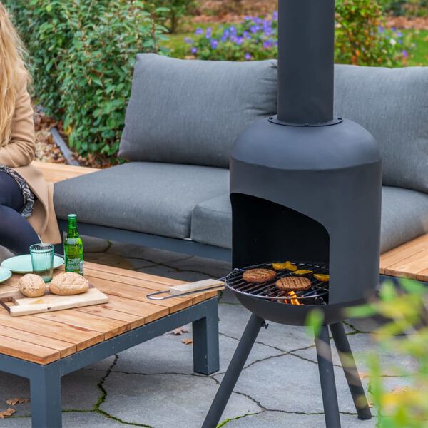 RedFire Gartenkamin mit BBQ-Grill Fuego Gro&szlig; Schwarz