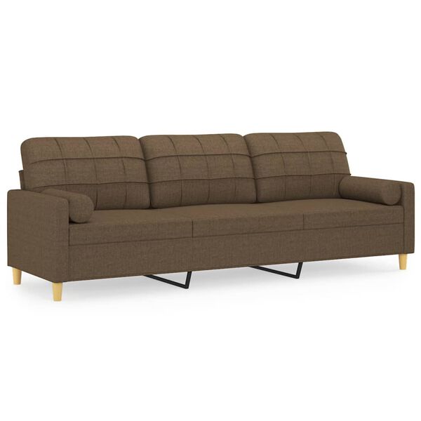 vidaXL 3-Sitzer-Sofa mit Kissen Braun 210 cm Stoff