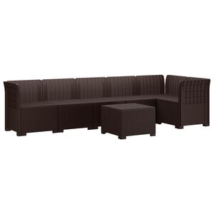 vidaXL 6-Sitzer Garten Sofa Rattan Look PP Braun