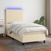 vidaXL Boxspringbett mit Matratze & LED Creme 90x200 cm Stoff