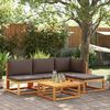 vidaXL 5-tlg. Gartensofa-Set mit Kissen Holz Akazie & Rattan