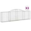 vidaXL Gabionen mit Hochbogen 3 Stk. 300x30x80/100 cm Verzinktes Eisen