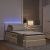 vidaXL Bett mit Stauraum und LED mit Matratze Creme 90 x 200 cm Stoff