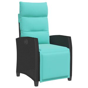 vidaXL Gartensessel mit Beistelltisch Verstellbar Schwarz Poly Rattan