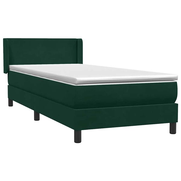 vidaXL Boxspringbett mit Matratze Dunkelgr&uuml;n 90x210 cm Samt