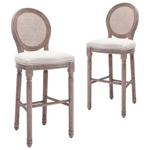vidaXL Barhocker 2 Stk. Wei&szlig; Leinen