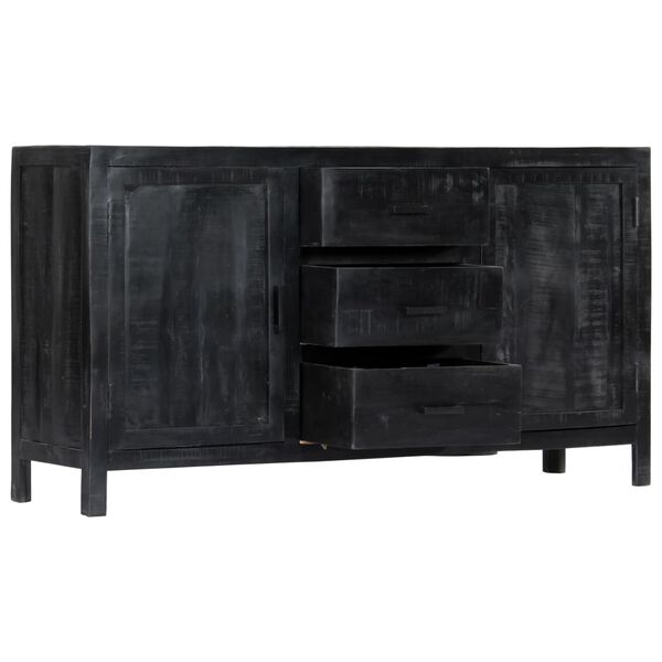 vidaXL Sideboard Schwarz 147x40x80 cm Massivholz Mango
