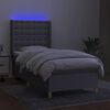 vidaXL Boxspringbett mit Matratze & LED Hellgrau 90x200 cm Stoff