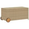 vidaXL Gartentruhe mit Rollen Beige 190L Poly Rattan