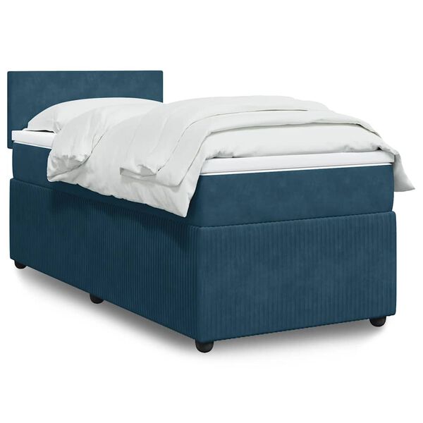 vidaXL Boxspringbett mit Matratze Blau 90x190 cm Samt