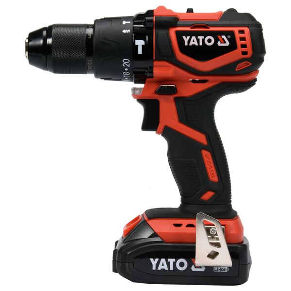 YATO B&uuml;rstenloser Akkuschrauber mit 2,0Ah Li-Ion Akku 18V 42Nm