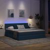 vidaXL Bett mit LED-Lichtleisten mit Kopfteil Blau 180 x 200 cm Stoff