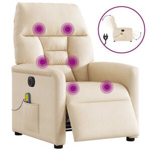 vidaXL Massagesessel Elektrisch Beige Mikrofasergewebe