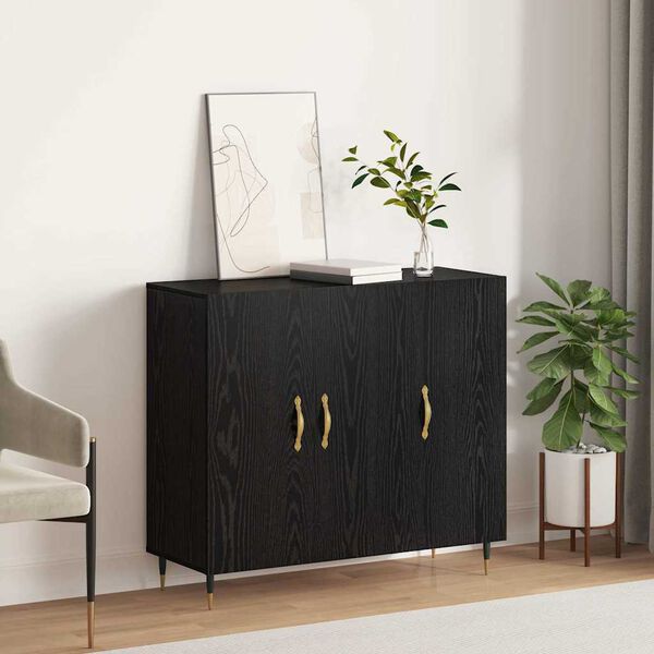 vidaXL Sideboard Schwarz Eichen-Optik 90 x 34 x 80 cm Holzwerkstoff
