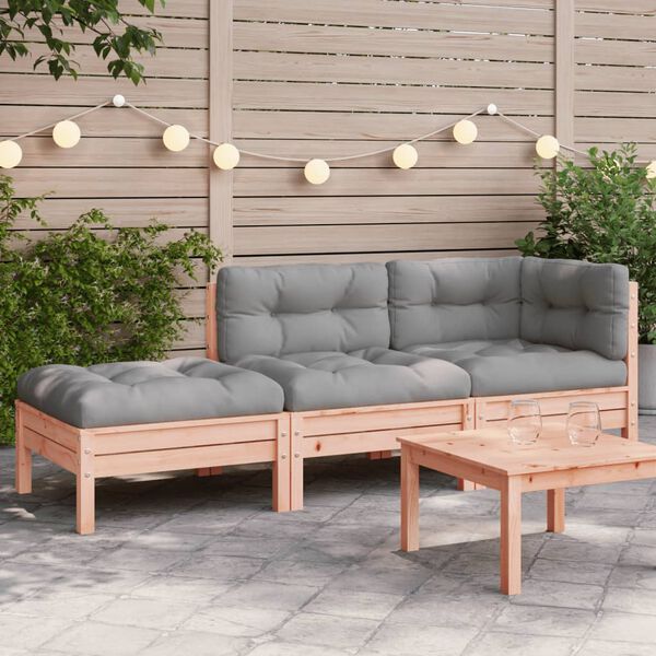 vidaXL Gartensofa mit Kissen und Hocker 3-Sitzer