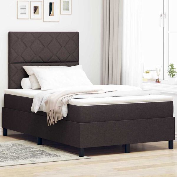 vidaXL Boxspringbett mit Matratze Dunkelbraun 120 x 200 cm Stoff