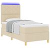 vidaXL Boxspringbett mit Matratze mit Kopfteil Creme 90 x 200 cm Stoff