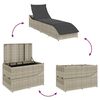 vidaXL Klappliege mit Auflage und Stauraum Hellgrau Poly-Rattan