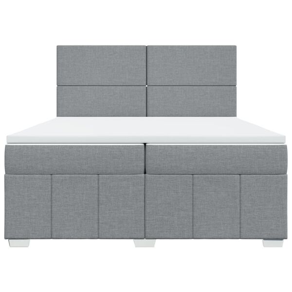 vidaXL Boxspringbett mit Matratze Hellgrau 200x200 cm Stoff