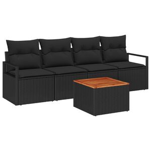 vidaXL Gartensofa-set mit Speicher 5 pcs Schwarz Poly-Rattan