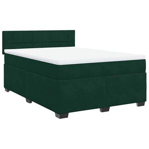 vidaXL Boxspringbett mit Matratze Dunkelgr&uuml;n 140x190 cm Samt