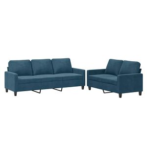 vidaXL 2-tlg. Sofagarnitur mit Kissen Blau Samt